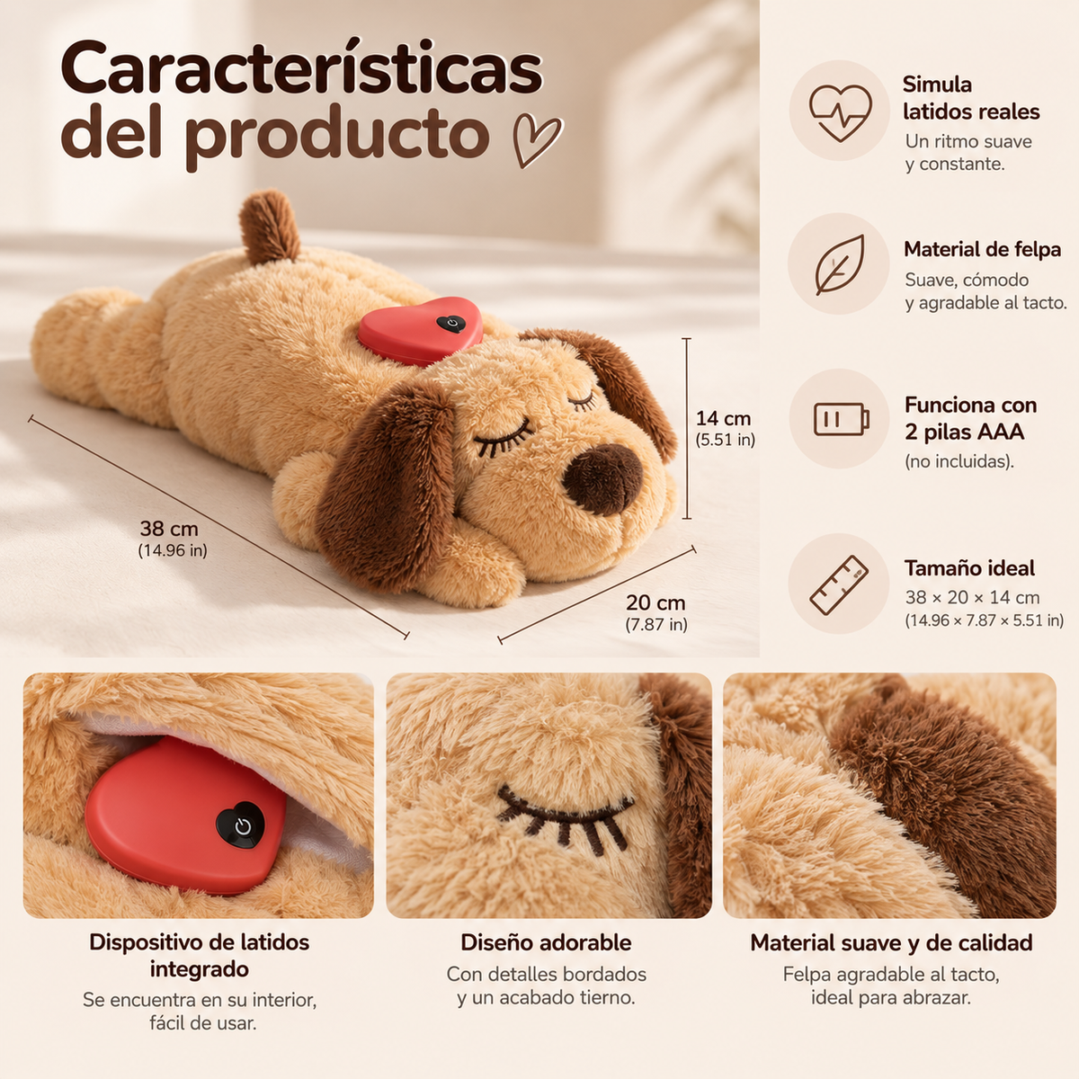 Peluche que simula latidos de corazón